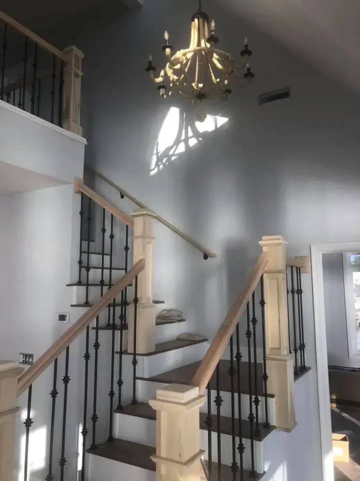 Staircase with iron balusters