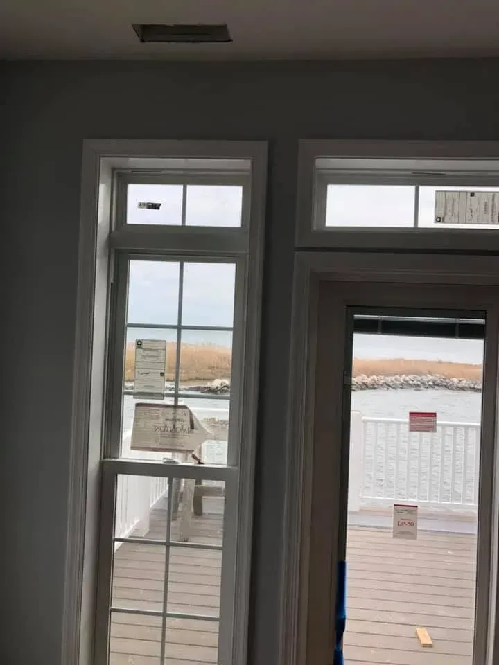 Glass doors looking out to the water